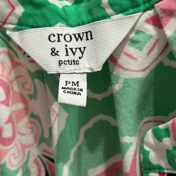 Crown & Ivy Green and Pink Patterned Top - Picture 3 of 3